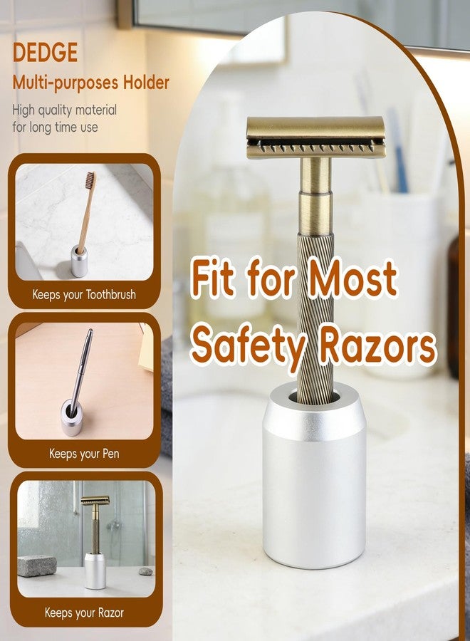 DEDGE Safety Razor Stand Matte Silver-Razor Holder Stand-Double Edge Safety Razor Stand-Shaver Holder for Bathroom Accessory-Opening Dimension is 1.7cm/0.67" - Image 2